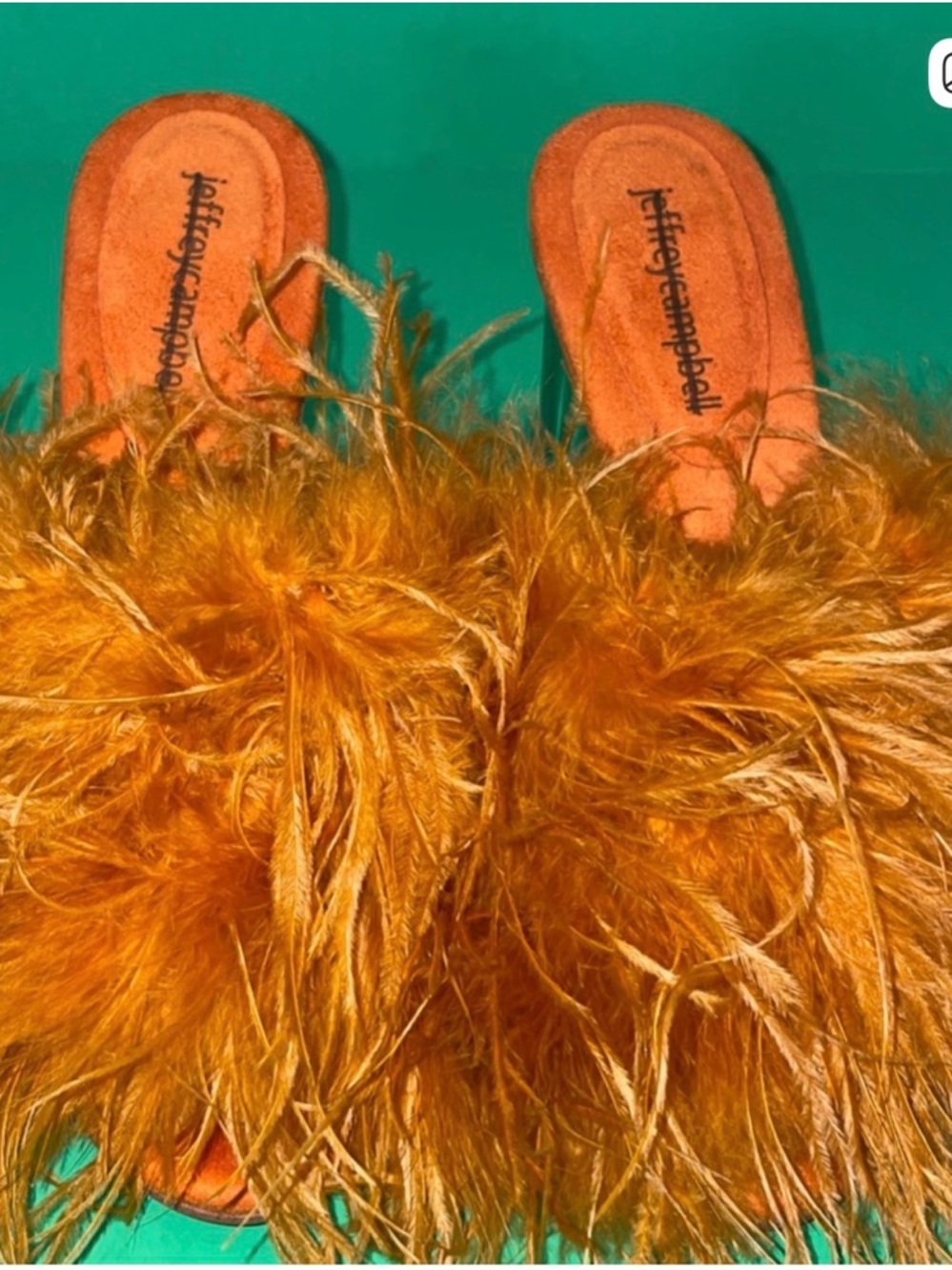 Jeffrey Campbell Orange Feather Slide Heels